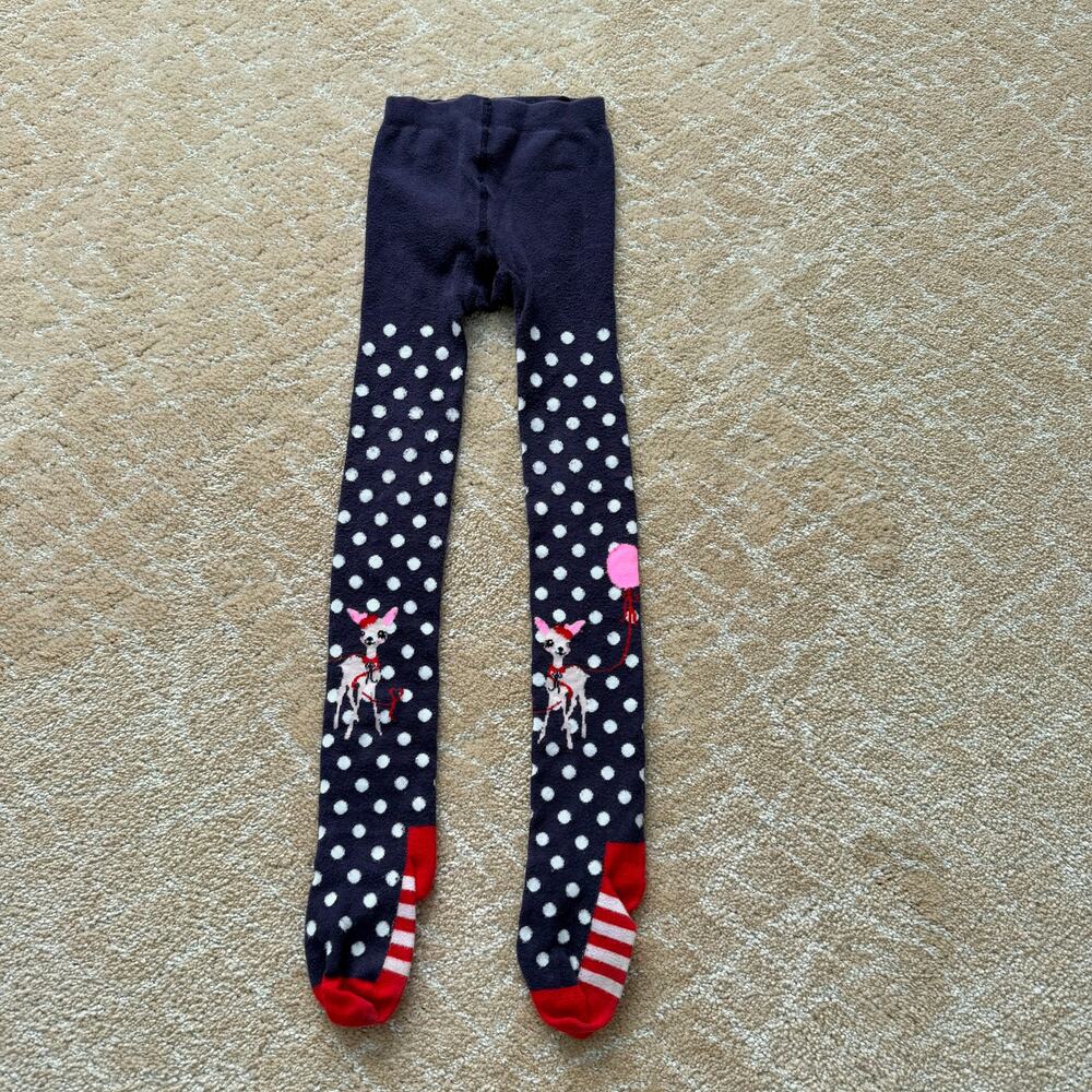 H&M Girl's Navy Polka Dot Chihuahua Tights - 4-6 years